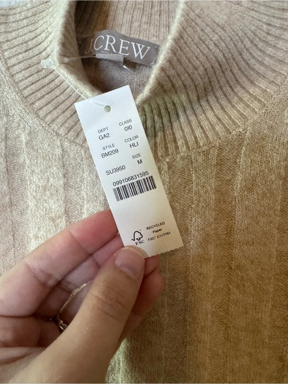 J. Crew Ribbed Mockneck Sweater in Supersoft Yarn Wool Alpaca Blend NWT Medium